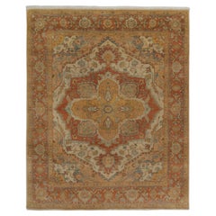 Alfombra clásica estilo Heriz de Rug & Kilim en medallón dorado, rojo y azul