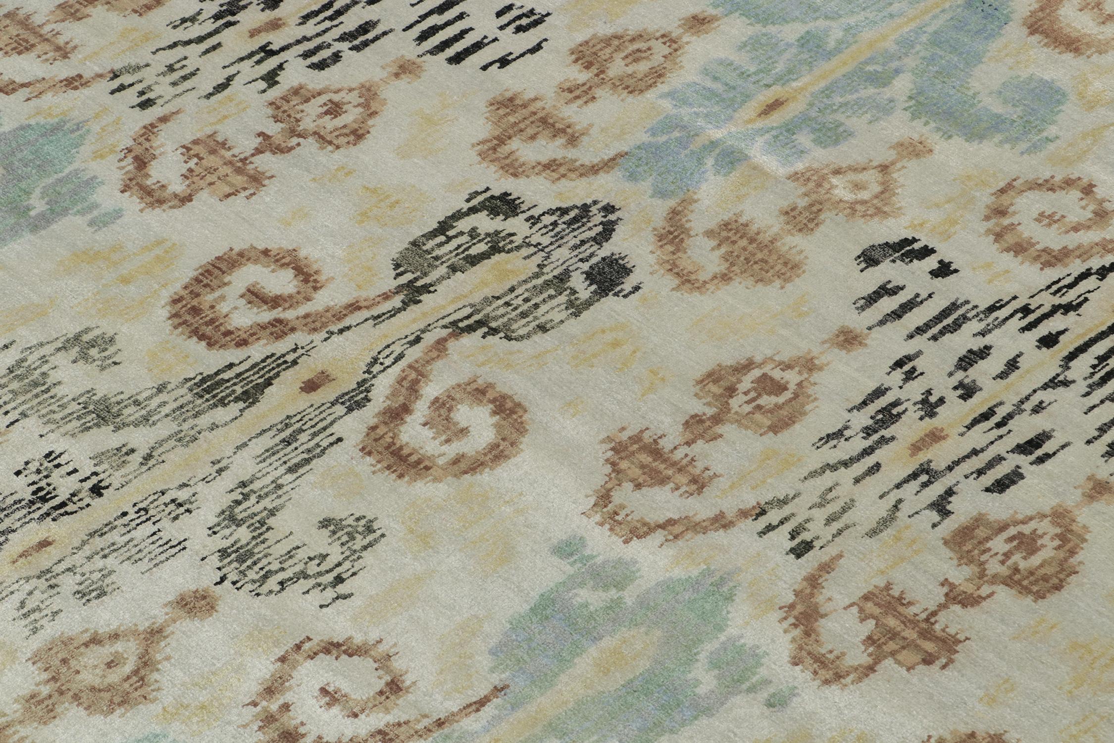 XXI secolo e contemporaneo Rug & Kilim è un tappeto classico in stile Ikats con motivi blu, beige, marroni e neri. in vendita
