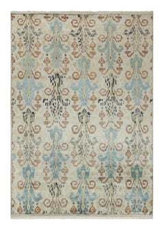 Rug & Kilim’s Classic Ikats Style Rug with Blue, Beige, Brown, Black Patterns