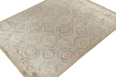 Rug & Kilim’s Classic Ikats Style Rug with Blue, Gold and Rust Red Patterns