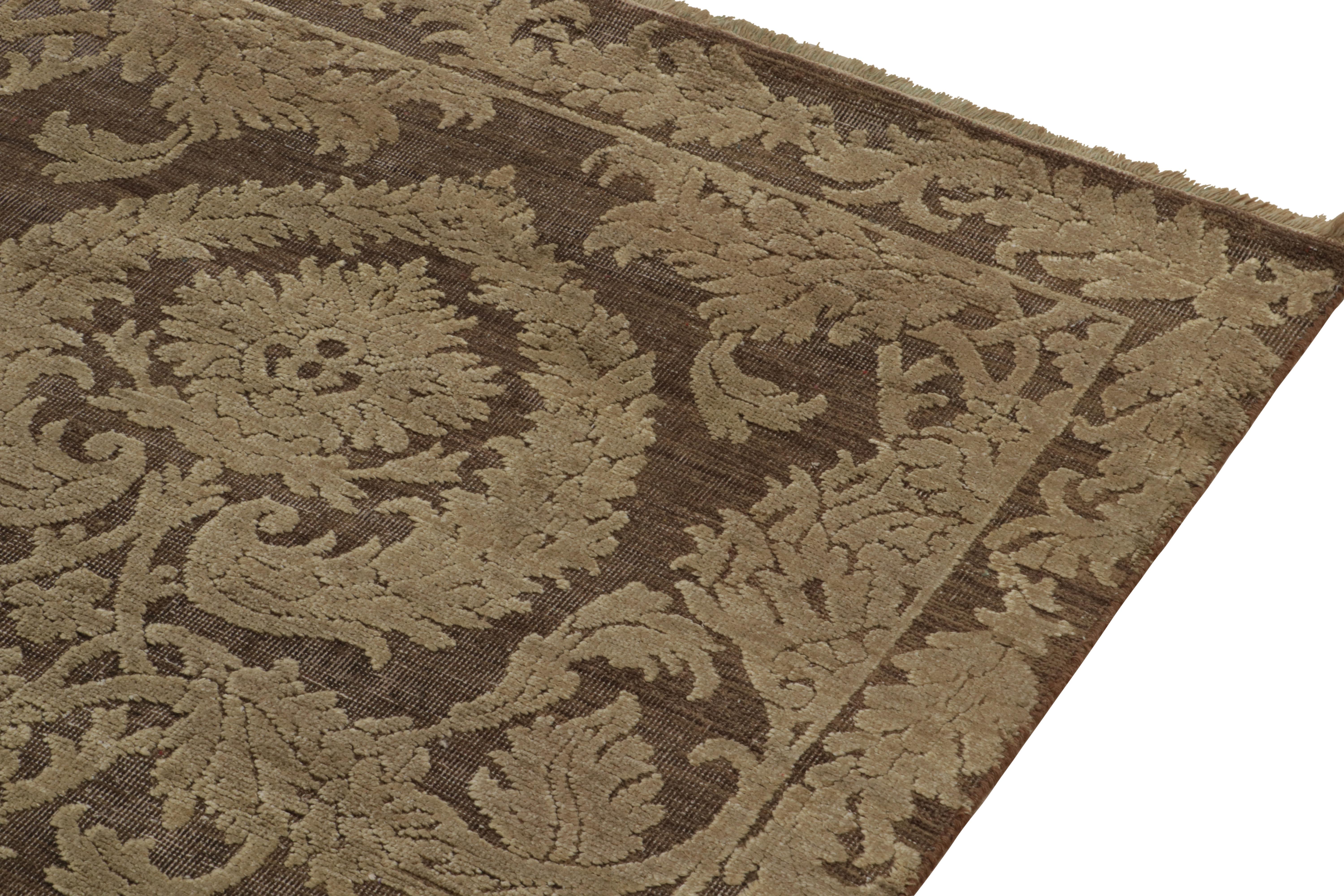 Hand-Knotted Rug & Kilim’s Classic Italian Style Rug in Beige-Brown Floral Patterns For Sale
