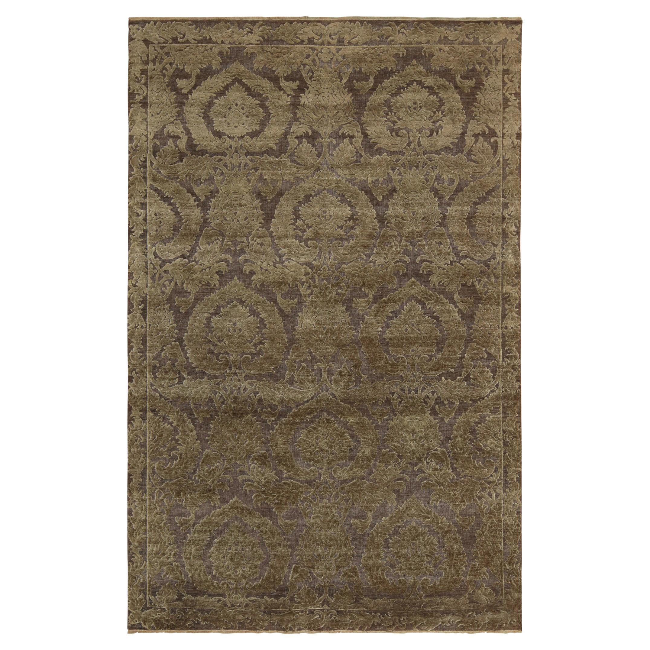 Rug & Kilim’s Classic Italian Style Rug in Beige-Brown Floral Patterns For Sale