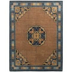 Rug & Kilim: Tappeto classico in stile Kangxia con motivo a medaglione marrone e blu