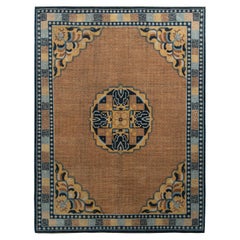 Klassischer Teppich im Kangxia-Stil von Teppich & Kilims mit braunem und blauem Medaillonmuster