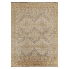 Rug & Kilim’s Classic Khotan style rug in Beige & Gold Diamonds, Floral Patterns