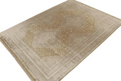 Rug & Kilim's Classic Khotan Style Rug in Beige & Pink Diamond, Floral Patterns