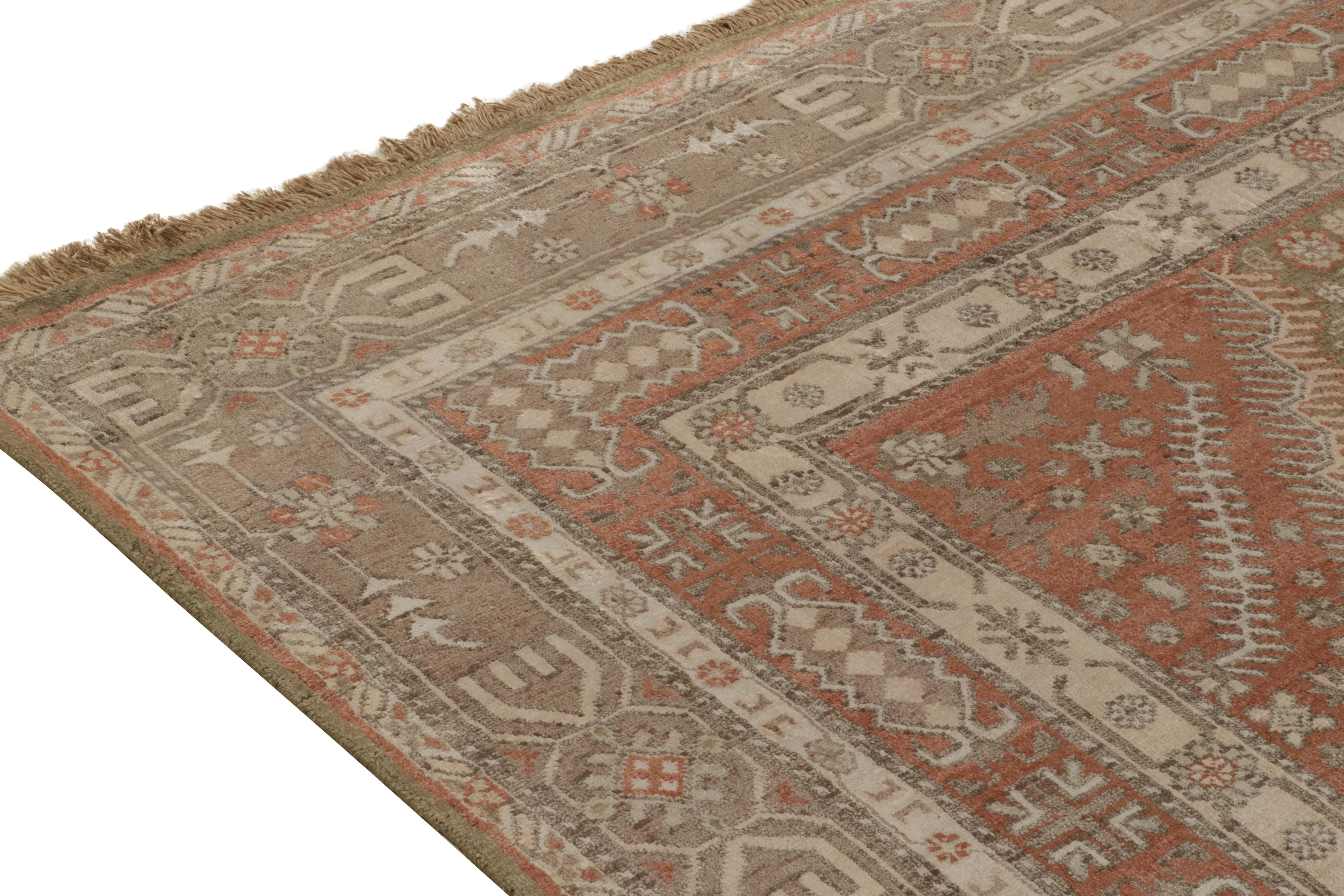 Rug & Kilim’s Classic Khotan Style Rug in Beige, Rust and Ivory Floral Patterns In New Condition For Sale In Long Island City, NY