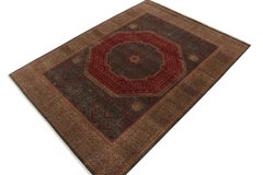 Klassischer Teppich & Kilims-Teppich im Mogul-Stil in Grün, Rot und Braun mit Medaillonmuster