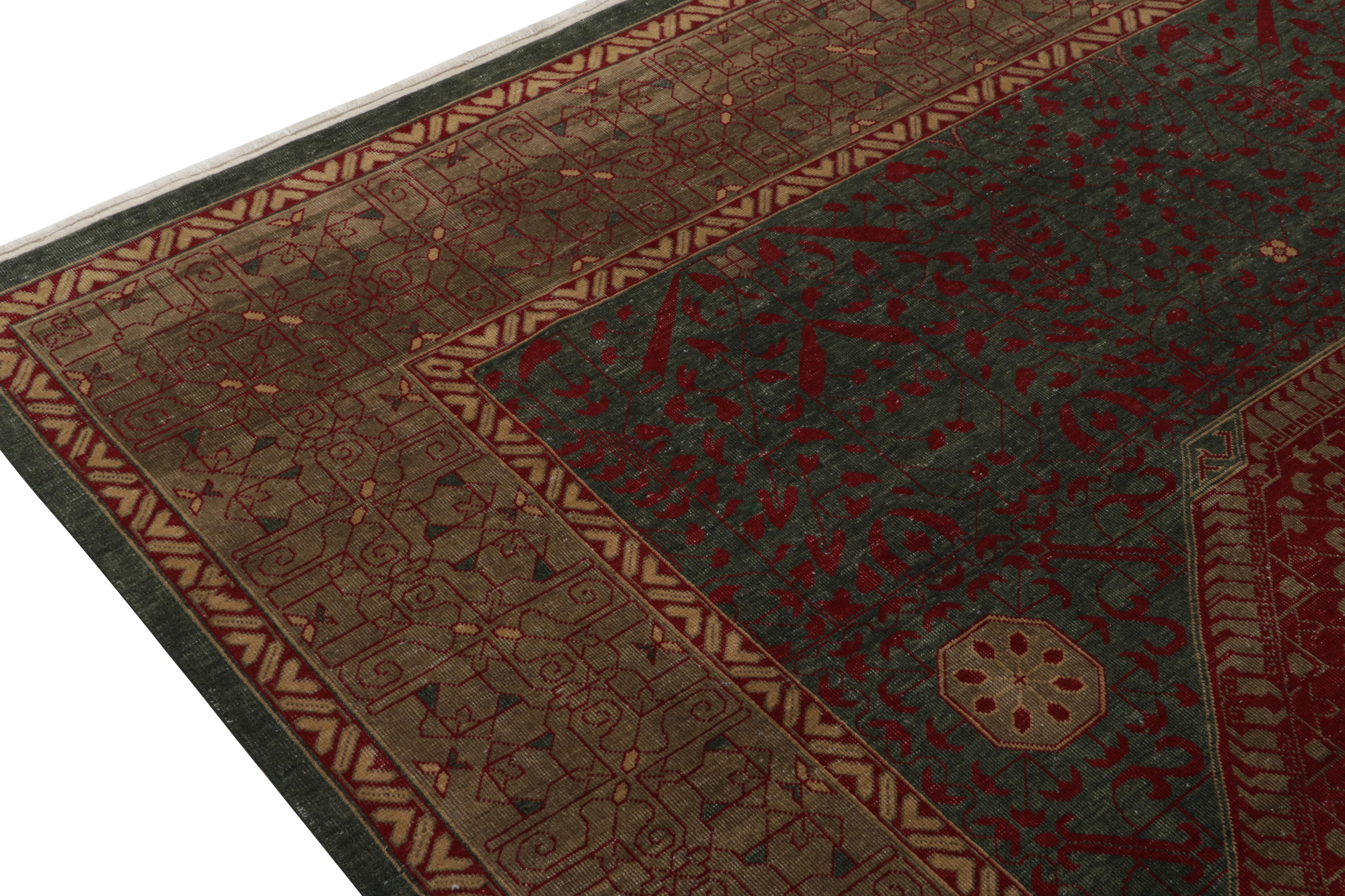 Rug & Kilim’s Classic Mogul Style rug in Green, Red and Brown Medallion Style In New Condition For Sale In Long Island City, NY