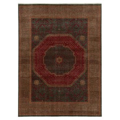 Rug & Kilim’s Classic Mogul Style Rug in Green, Red and Brown Medallion Style