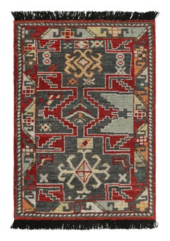 Rug & Kilim's Classic Oriental Style Rug Charcoal and Crimson Tribal Patterns