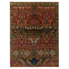 Rug & Kilim’s Classic Oriental Style Silk Rug in Brown, Pink Floral Pattern