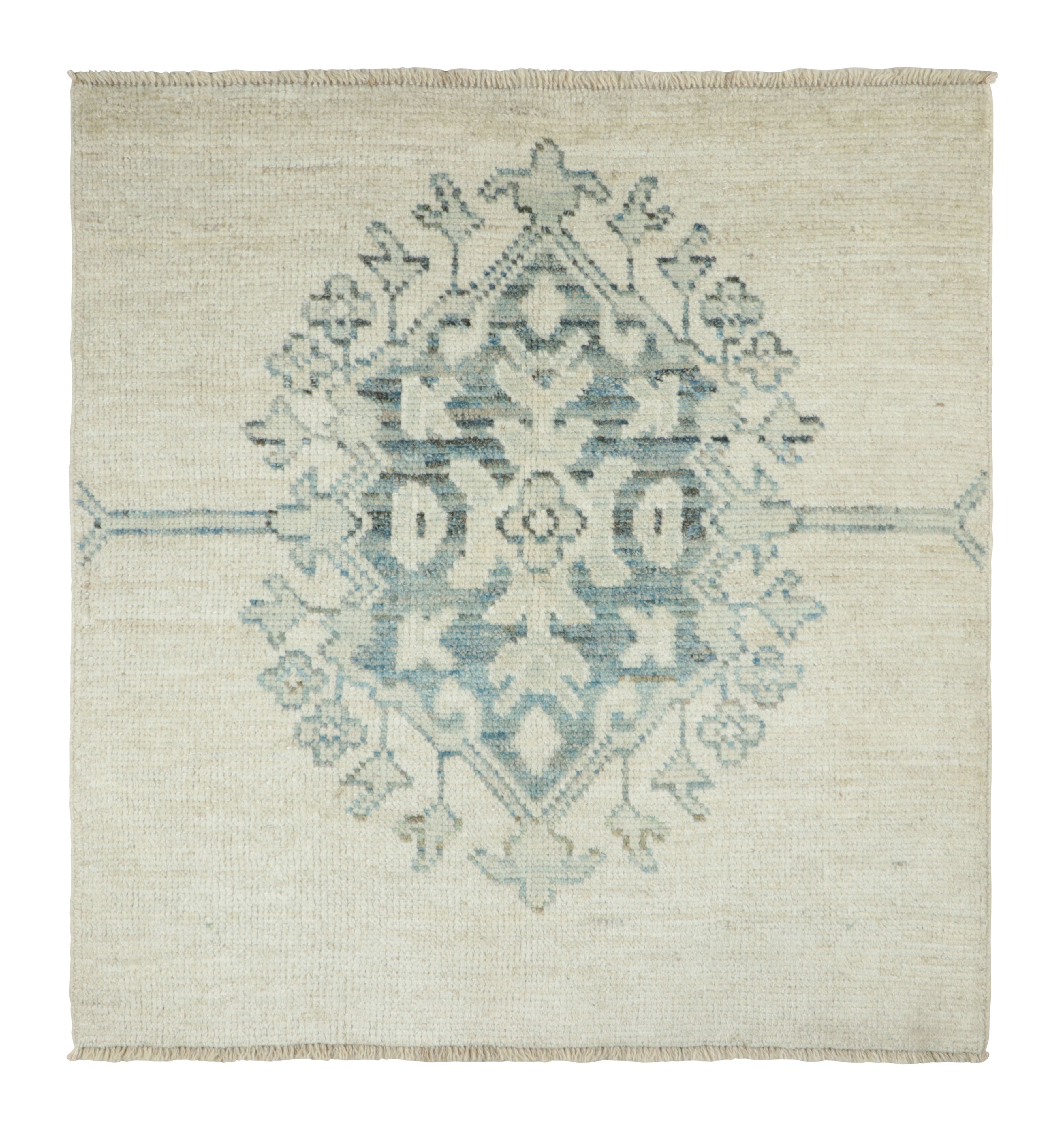 Rug & Kilim's Classic Oriental Style Square Rug with Slate Blue Medallion For Sale