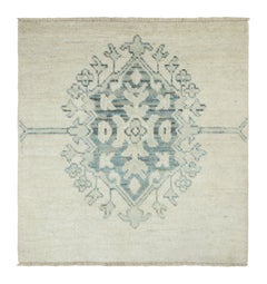 Rug & Kilim's Classic Oriental Style Square Rug with Slate Blue Medallion