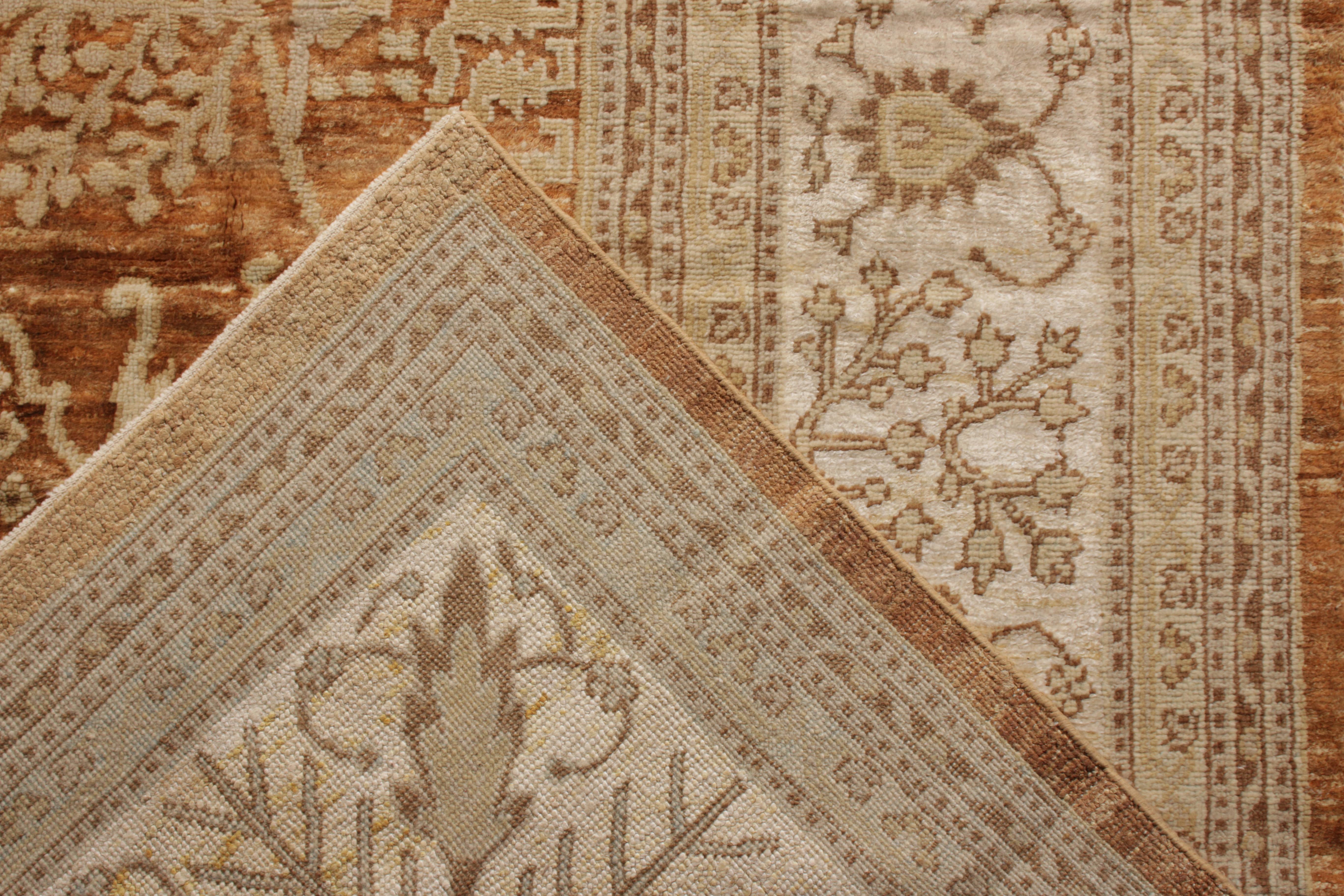 Rug & Kilim’s Classic Oushak Style Rug in Beige-Brown Floral Pattern In New Condition For Sale In Long Island City, NY