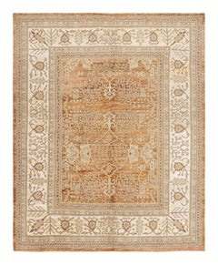 Rug & Kilim’s Classic Oushak Style Rug in Beige-Brown Floral Pattern