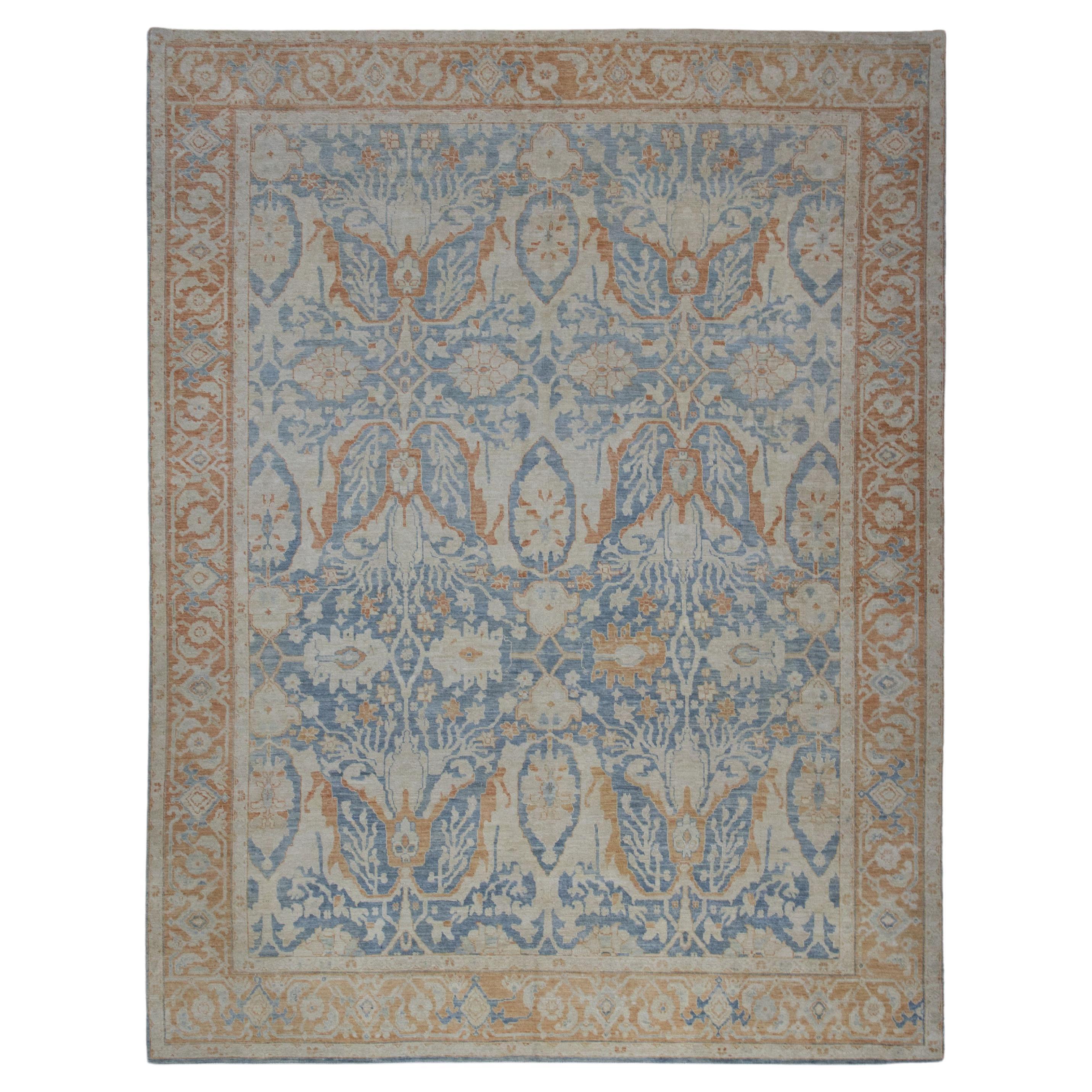 Rug and Kilim’s Classic Oushak Style Rug in Gray, Red and Blue Floral ...