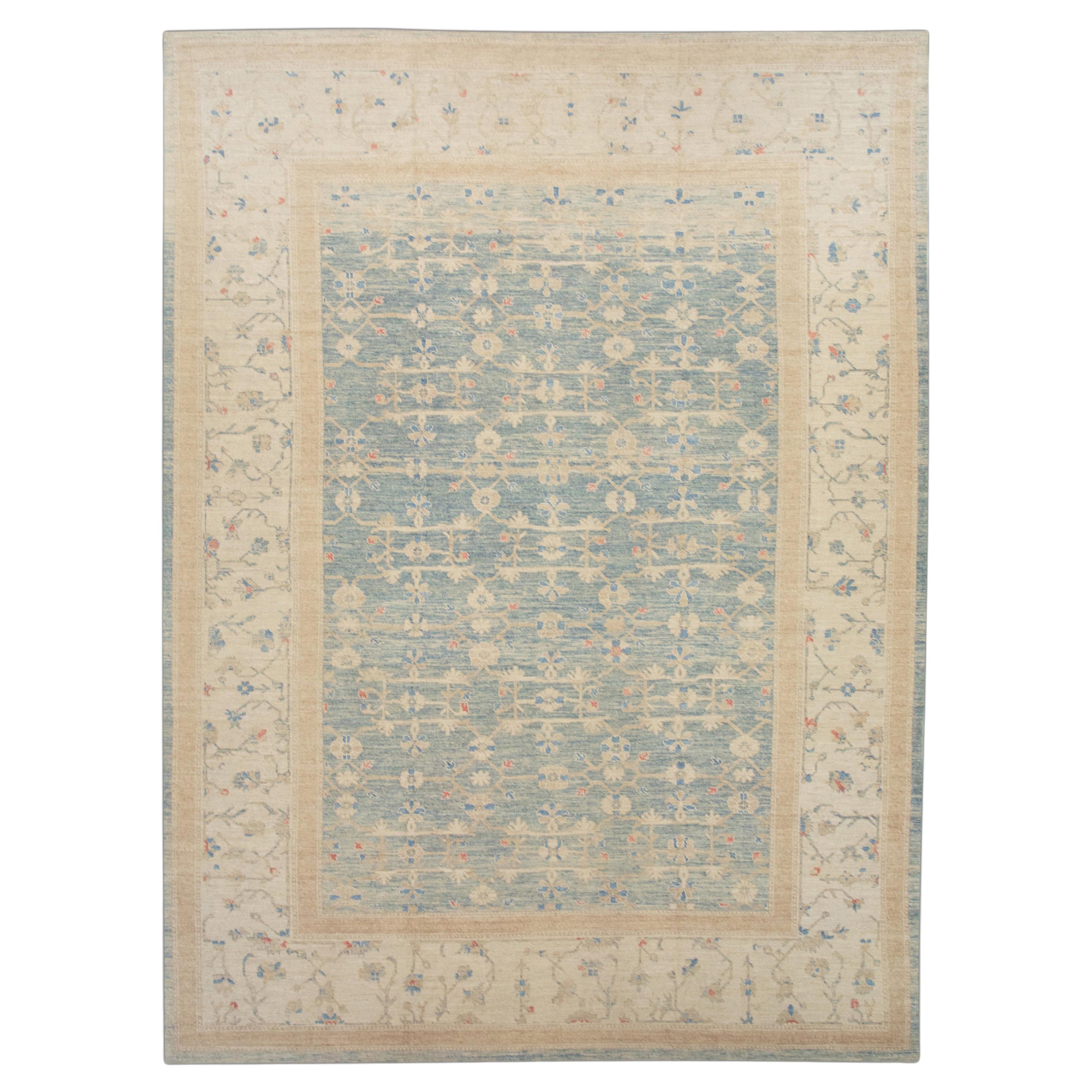 Modern Kilim Rug in Ivory with Purple, Black and Blue Stripes For Sale