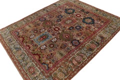 Rug & Kilim’s Classic Oushak style rug in Pink, Blue and Brown Floral Patterns