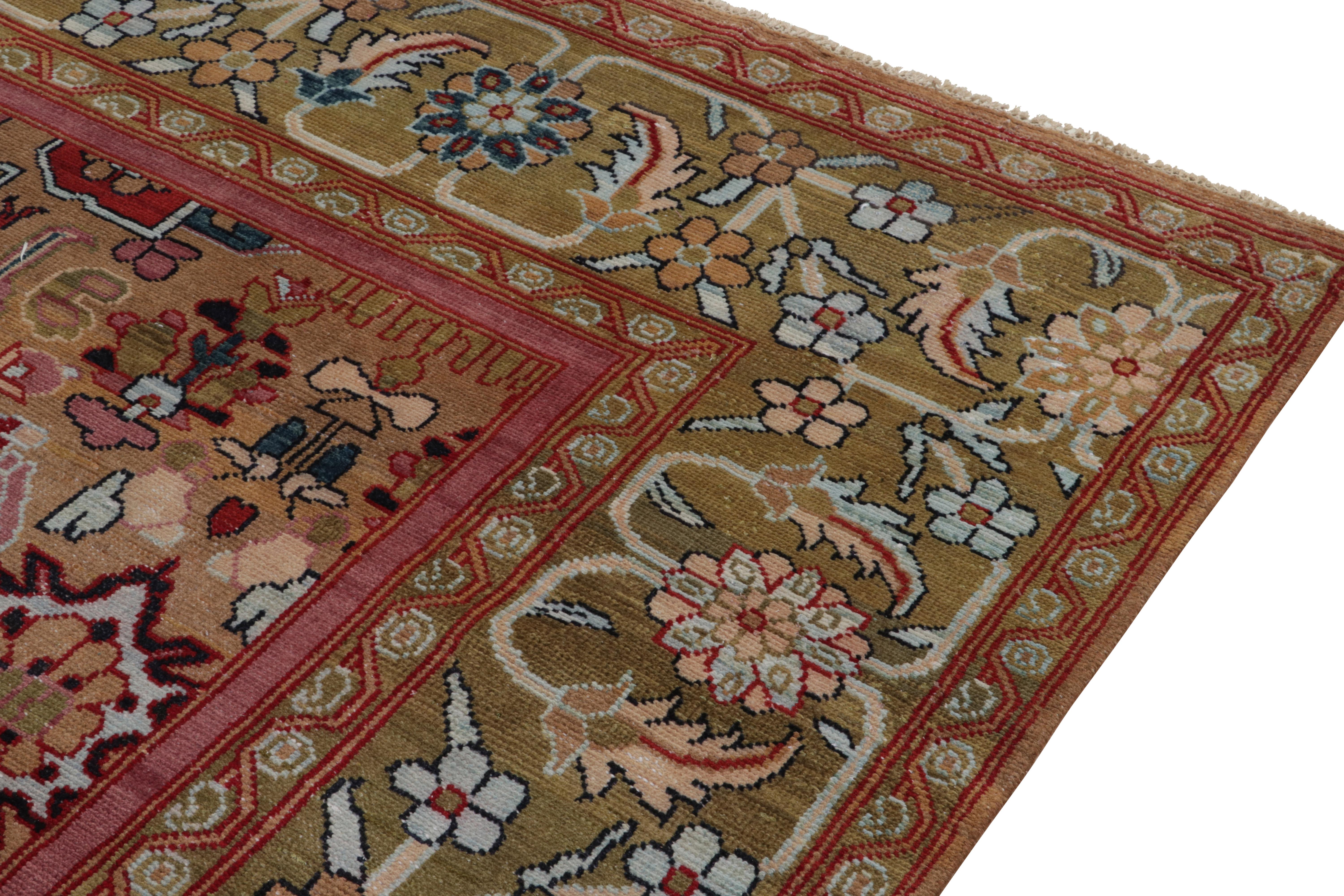 Rug & Kilim’s Classic Oushak style rug in Pink, Blue and Brown Floral Patterns In New Condition For Sale In Long Island City, NY