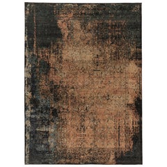 Rug 
Kilim
s klassischer persisch inspirierter Teppich, Gold und anthrazitfarbene abstrakte Blumen