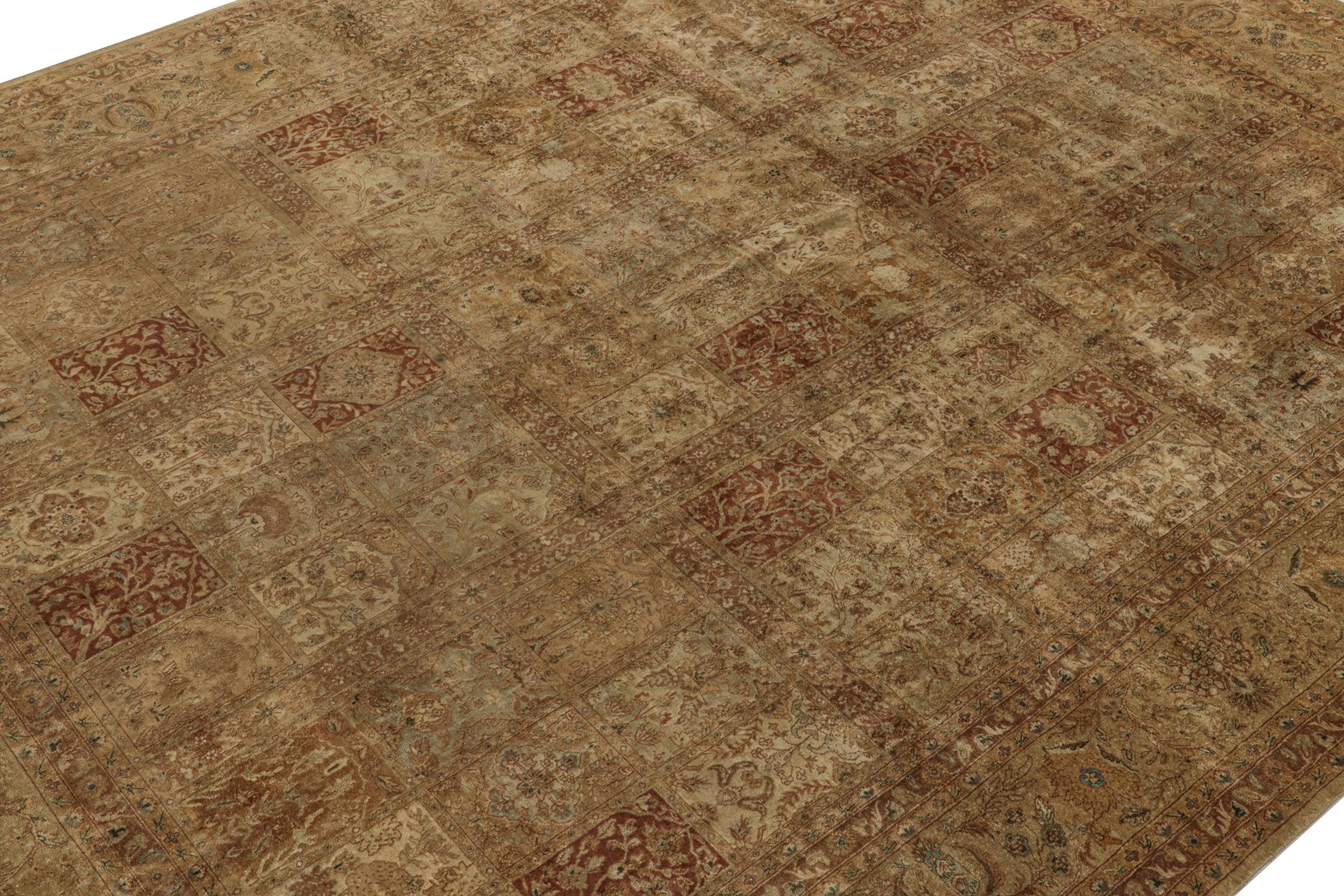 Hand-Knotted Rug & Kilim’s Classic Persian Style Rug in Beige-Brown and Red Floral Patterns For Sale