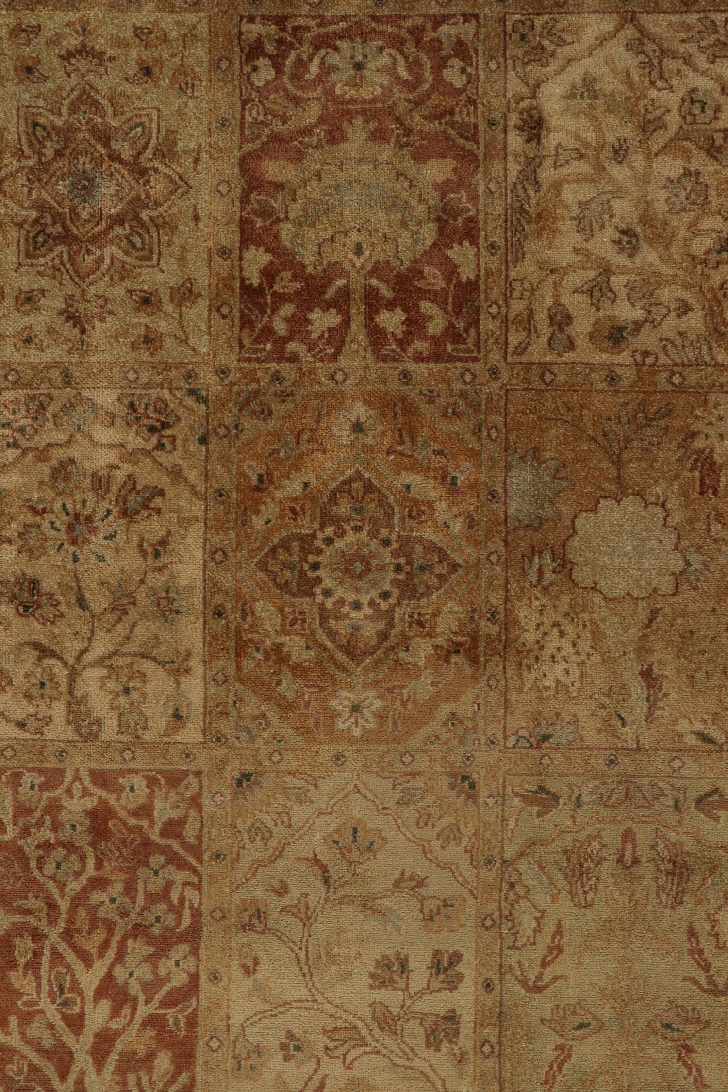 Wool Rug & Kilim’s Classic Persian Style Rug in Beige-Brown and Red Floral Patterns For Sale