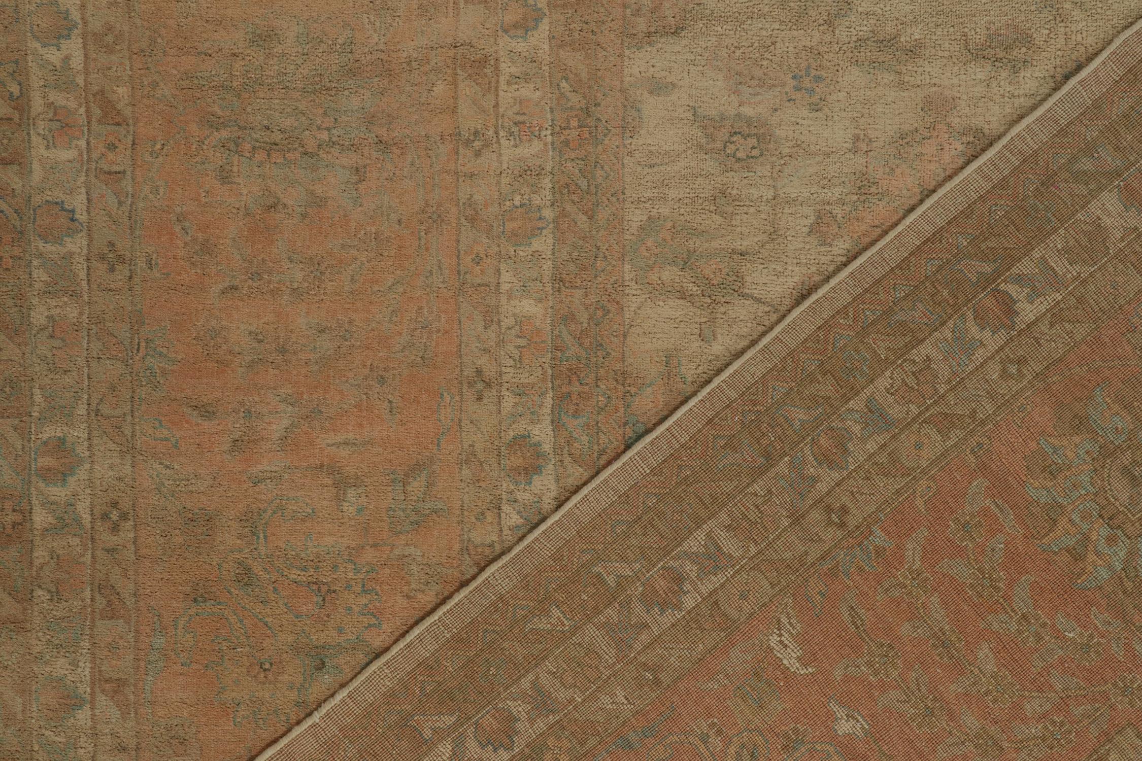 XXIe siècle et contemporain Rug & Kilim's Classic Persian Style Rug in Beige-Brown with Pink Floral Patterns (tapis de style persan classique en beige et marron avec des motifs floraux roses) en vente