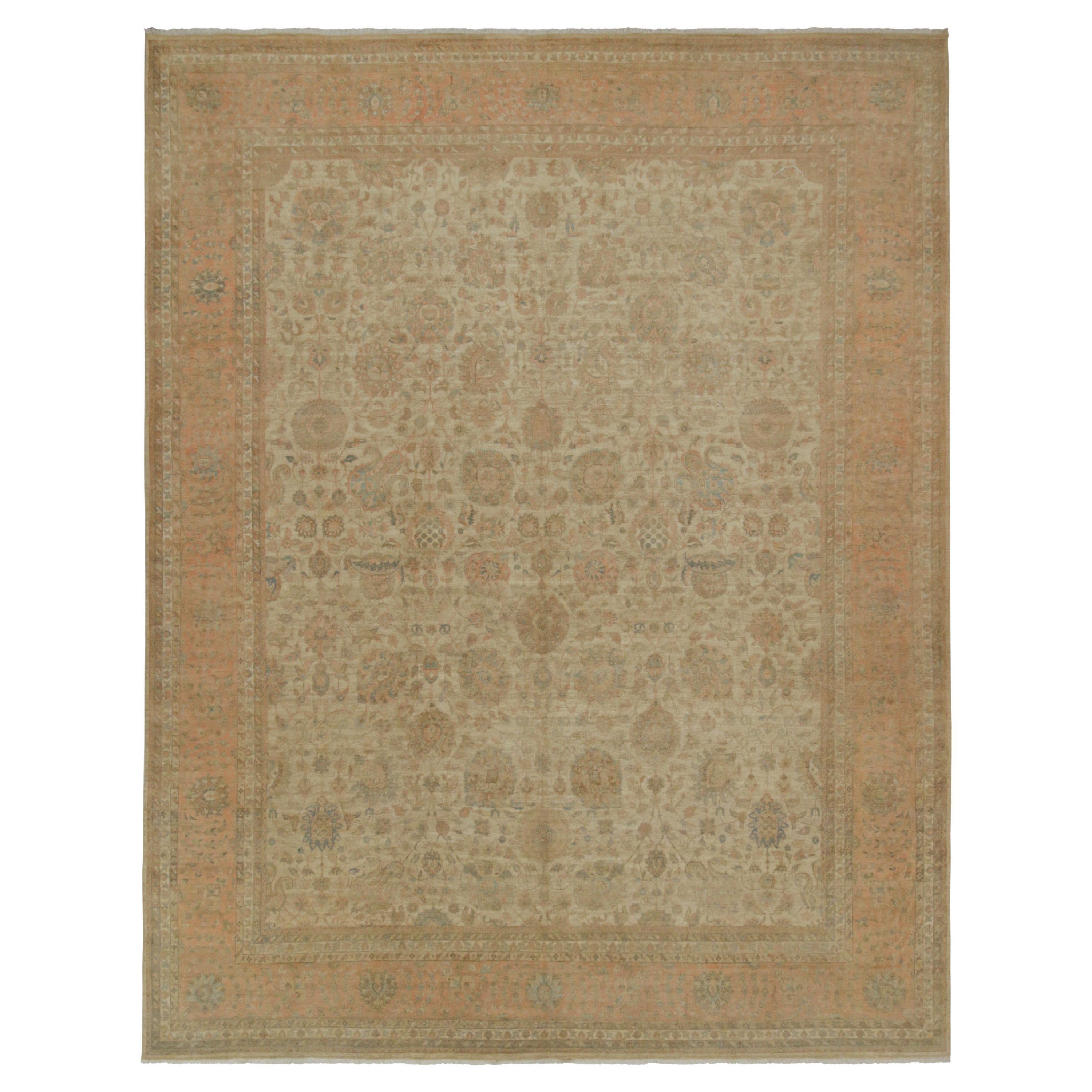 Rug & Kilim’s Classic Persian Style Rug in Beige-Brown with Pink Floral Patterns