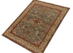 Rug & Kilim's Classic Teppich im persischen Stil mit blauen und braun-beigefarbenen Blumenmustern