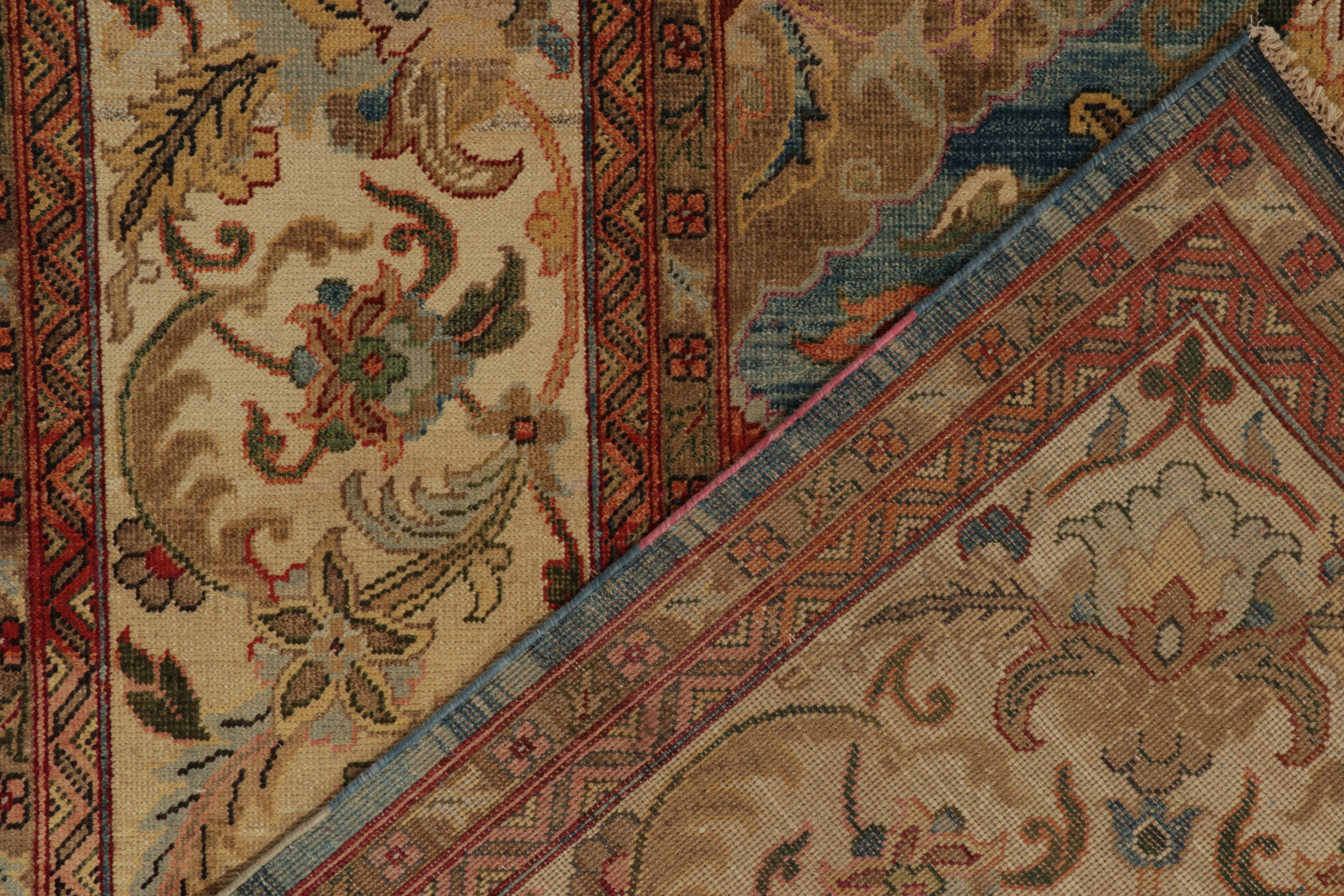 Alfombra de estilo persa clásico de Rug & Kilim con motivos florales en azul y beige-marrón en Nuevo estado para la venta en Long Island City, NY