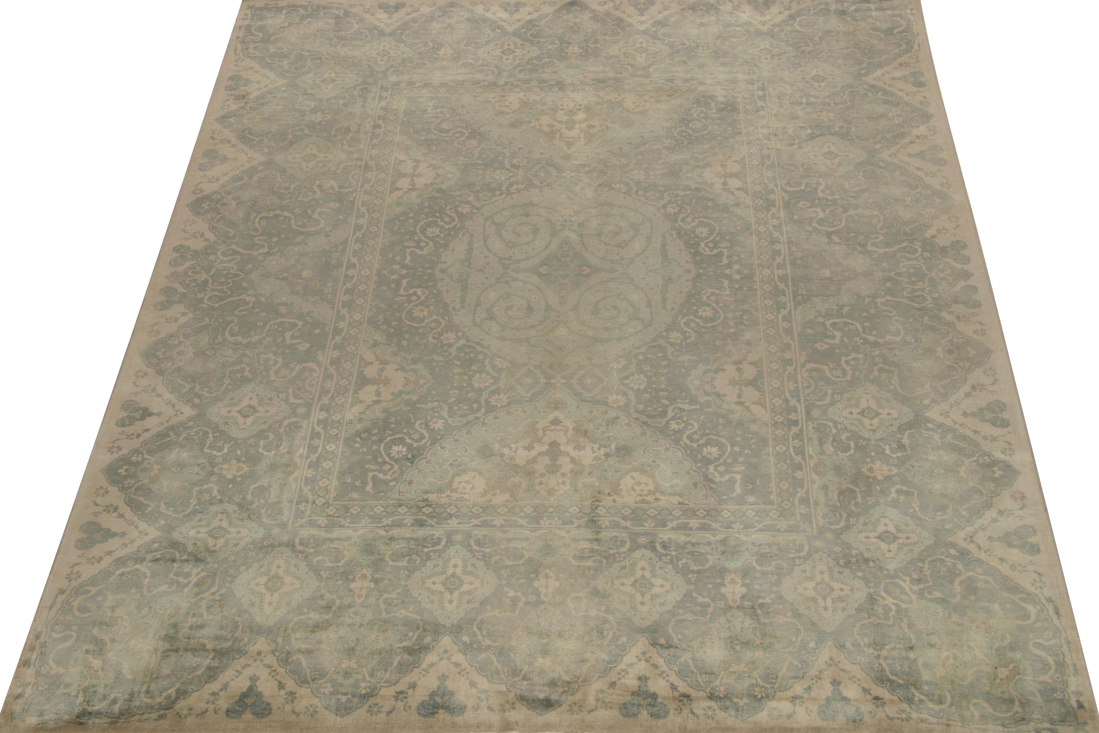 Modern Rug & Kilim’s Classic Persian style rug with Blue and Ivory Floral Pattern For Sale
