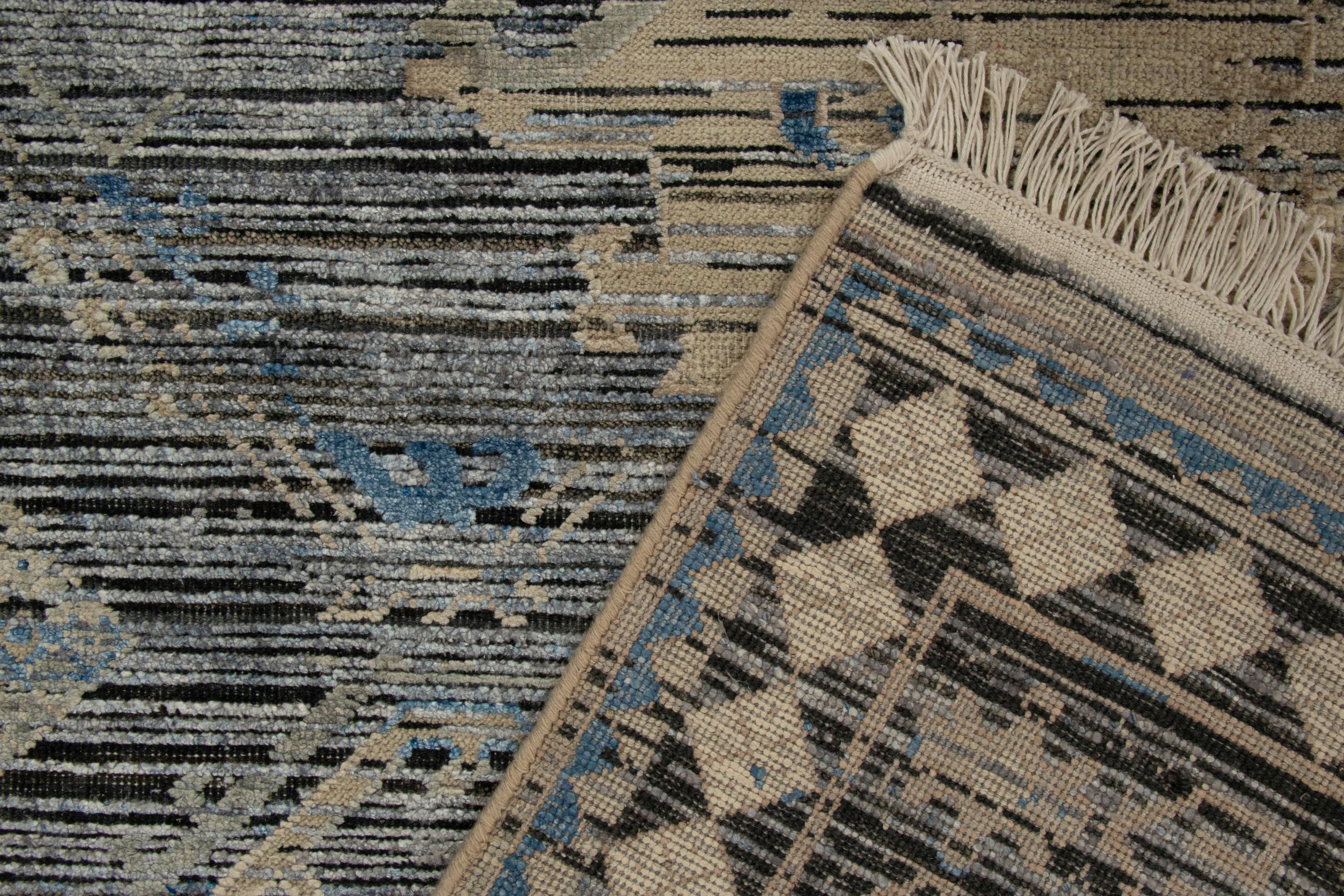 Contemporary Rug & Kilim’s Classic Persian style rug with Blue, Beige and Silver-Gray Pattern For Sale
