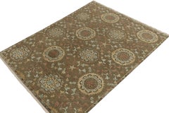 Alfombra clásica de estilo español Rug & Kilim en medallones beige-marrón, dorados y azules