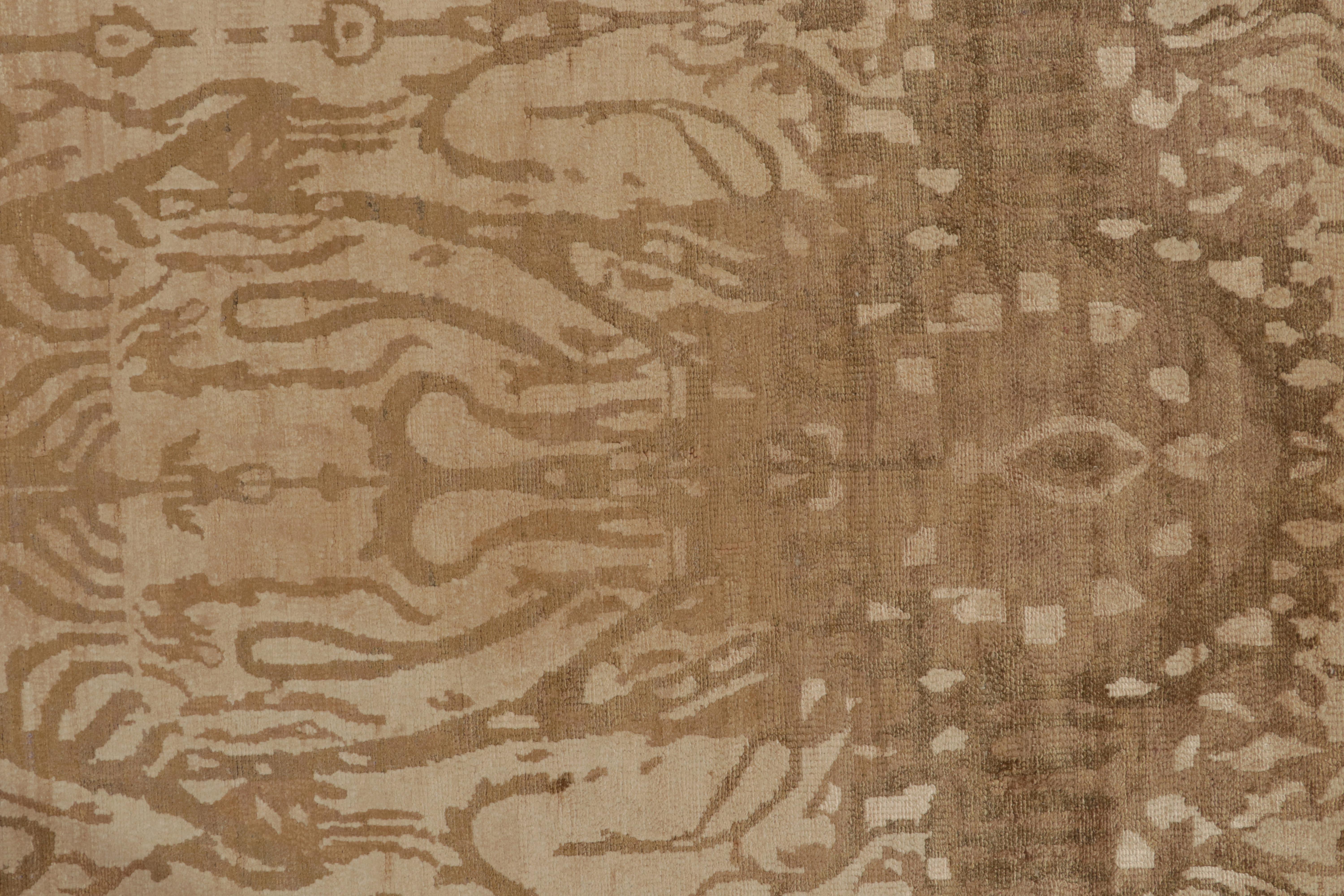 Silk Rug & Kilim’s Classic-Style Contemporary Rug in Beige-Brown Ikats Patterns For Sale