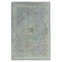 Teppich & Kilims Zeitgenössischer Teppich im klassischen Stil in Blau-Grau mit Bildern