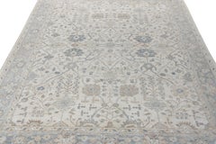 Rug & Kilim’s Classic Style Custom Rug in All over Gray, Blue Floral Pattern