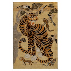 Tapis & Kilims - Tapis tigre de style classique personnalisé en orange et beige-marron
