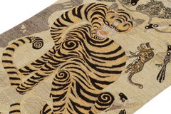 Rug & Kilim’s Classic-Style Custom Tiger-Skin Rug with Gold & Black Pictorial
