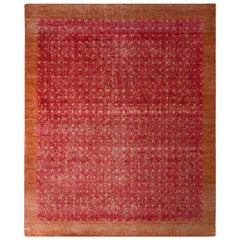Rug & Kilim's Classic Style Modern Tribal Rug Red and Brown Medallion Pattern