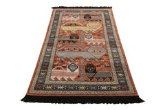 Rug & Kilim’s Classic Style Pictorial Rug in Red-Pink Geometric Pattern