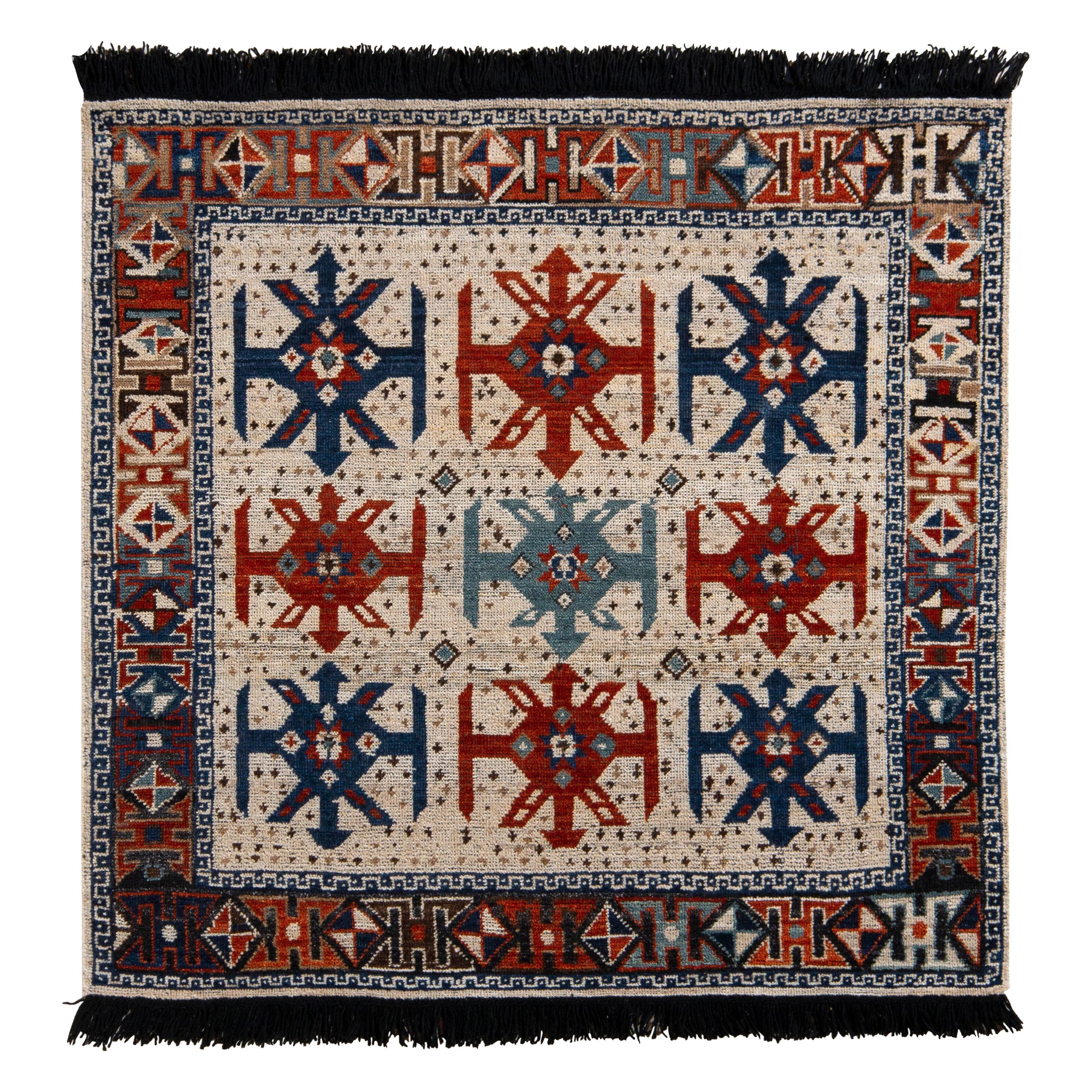 Rug & Kilim’s Classic Style Rug in Beige and Red Tribal Geometric Pattern For Sale