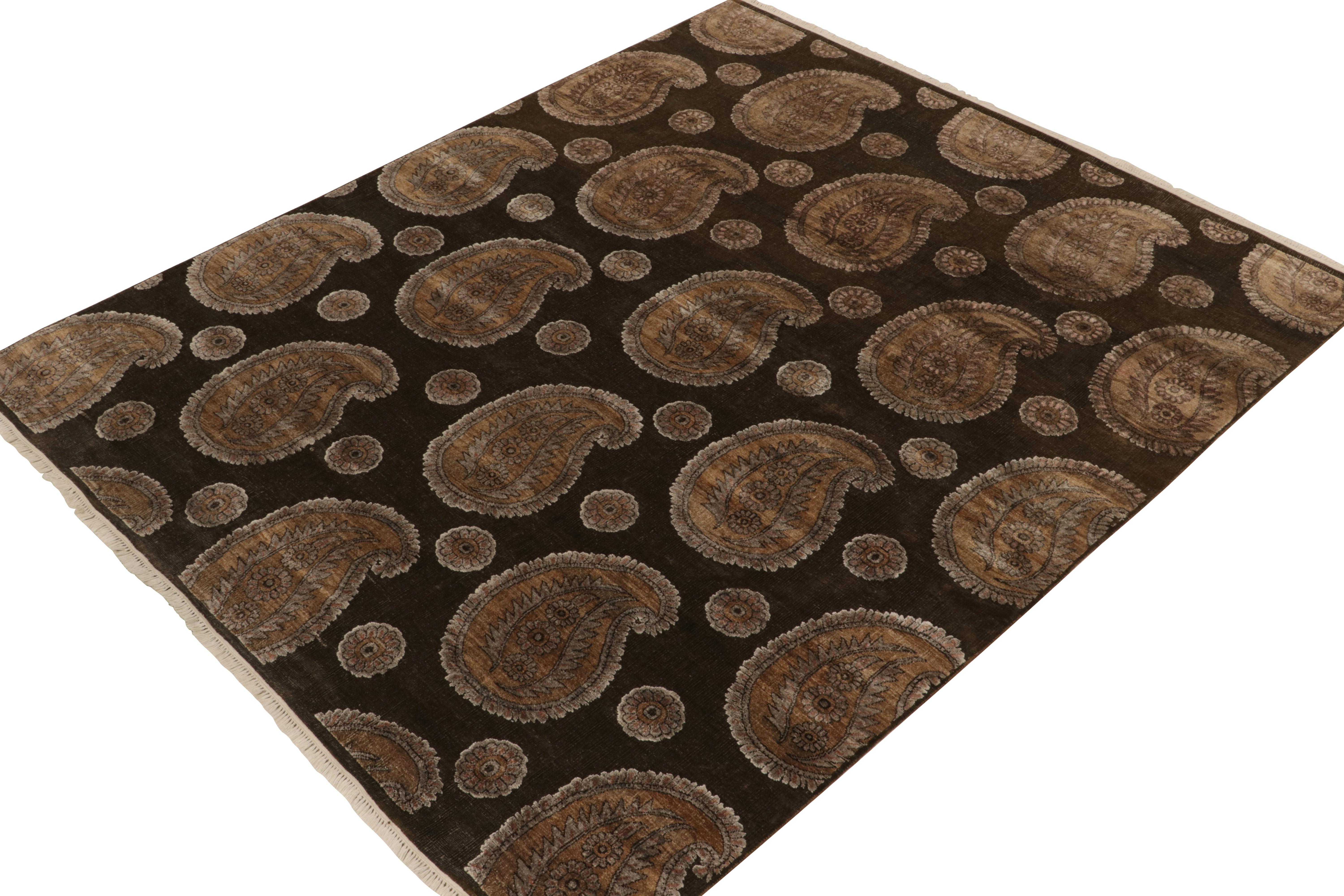 Hand-knotted in wool & silk, this 8x10 rug from our Modern Classics collection reimagines a coveted antique rug style.

On the Design: This large-size piece marks an inventive take on the archaic paisley motif — sometimes called the ‘teardrop’. A