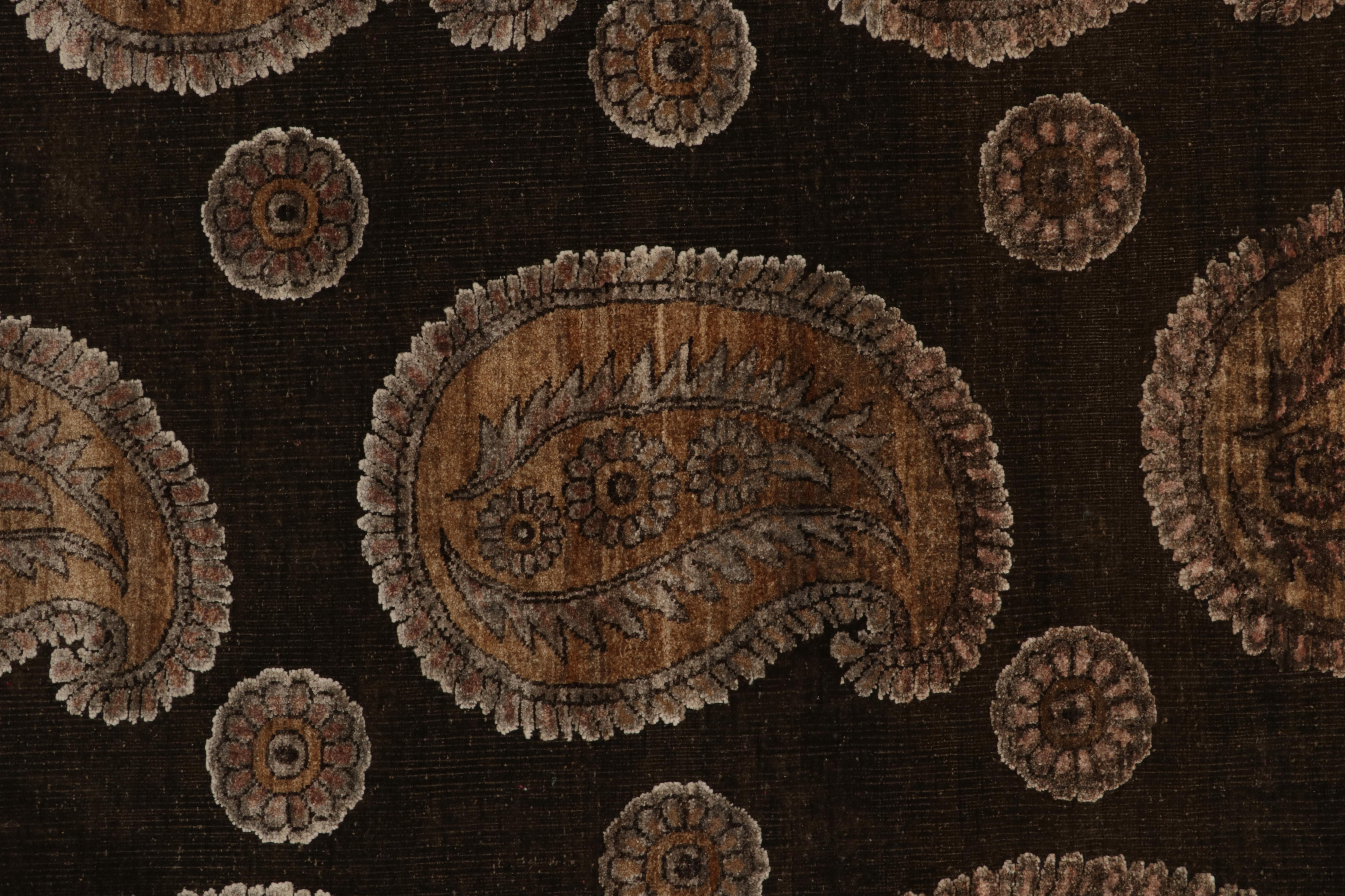 Contemporary Rug & Kilim’s Classic style rug in Beige, Brown and Gold Paisley Patterns For Sale