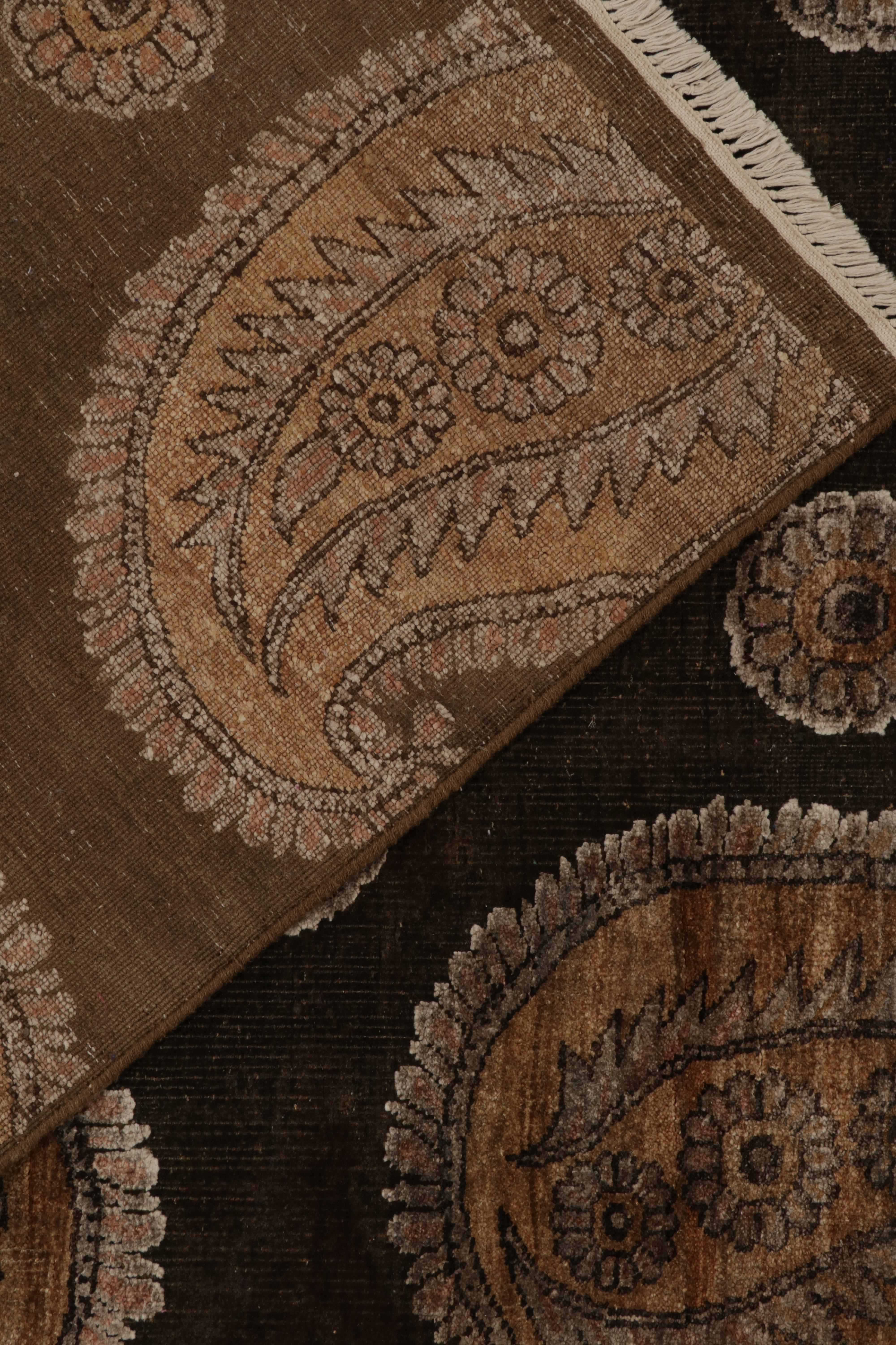 Wool Rug & Kilim’s Classic style rug in Beige, Brown and Gold Paisley Patterns For Sale