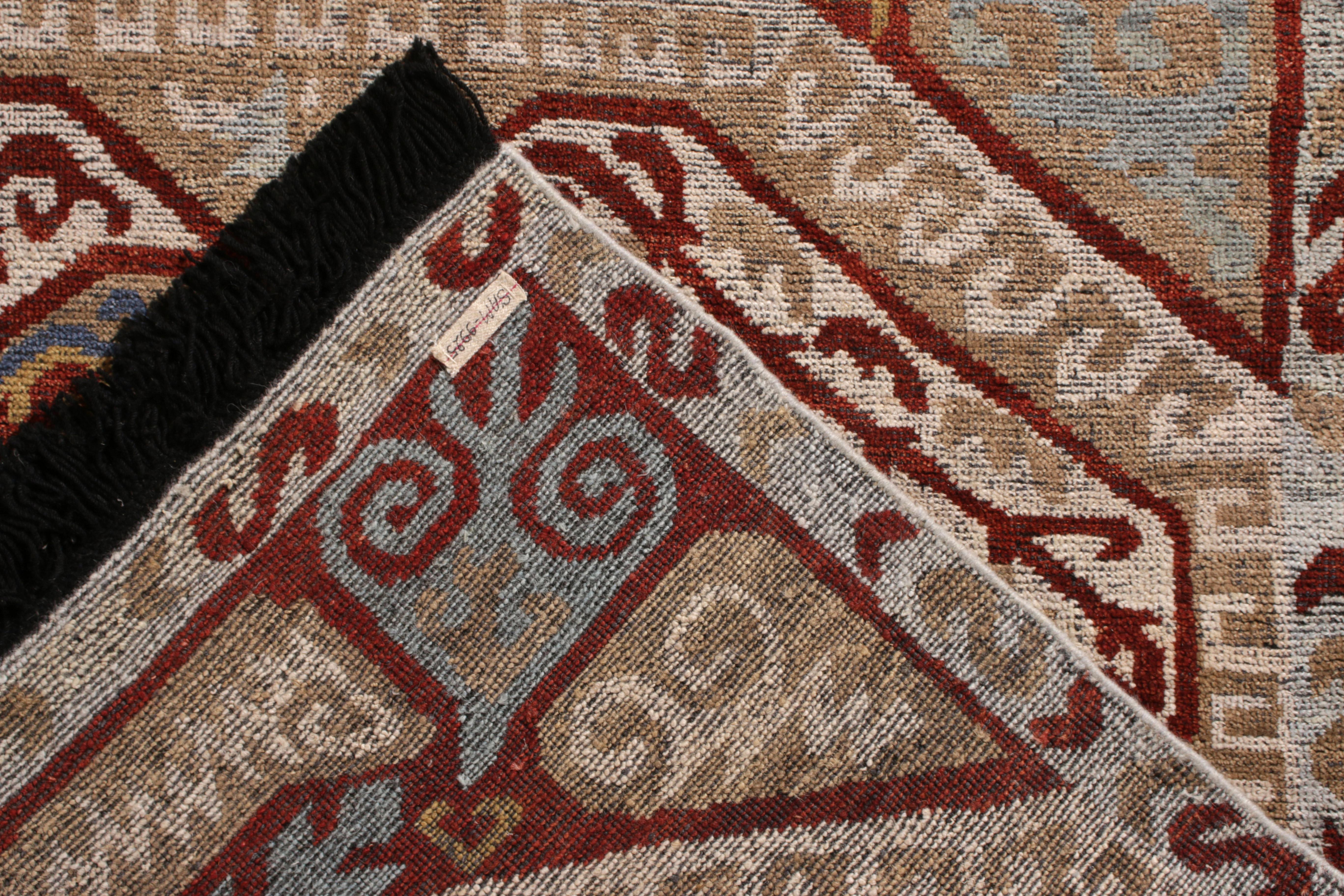 Hand-Knotted Rug & Kilim’s Classic Style Rug in Beige-Brown and Red Tribal Pattern For Sale