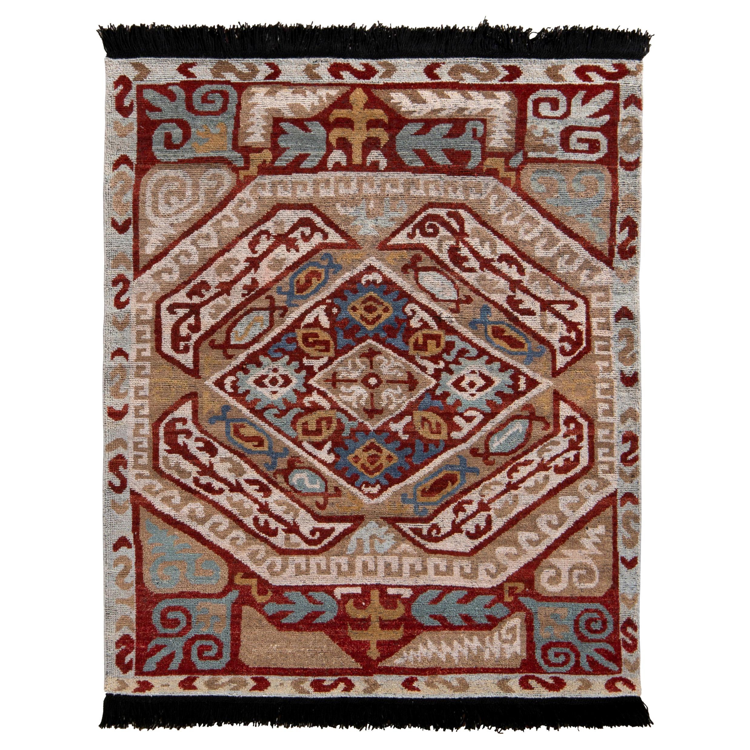 Tappeto Rug & Kilim in stile classico con motivo tribale beige-marrone e rosso