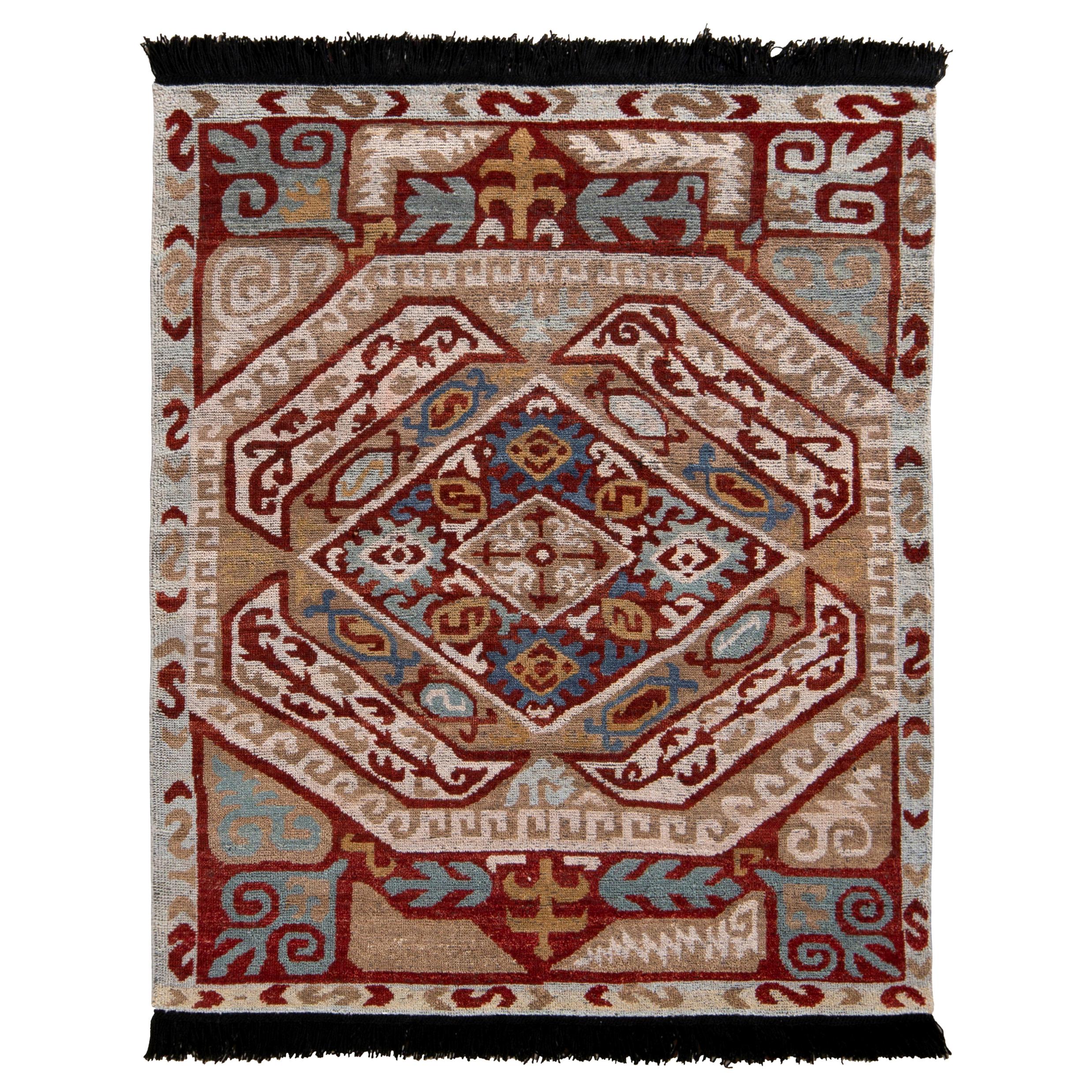 Rug & Kilim’s Classic Style Rug in Beige-Brown and Red Tribal Pattern For Sale