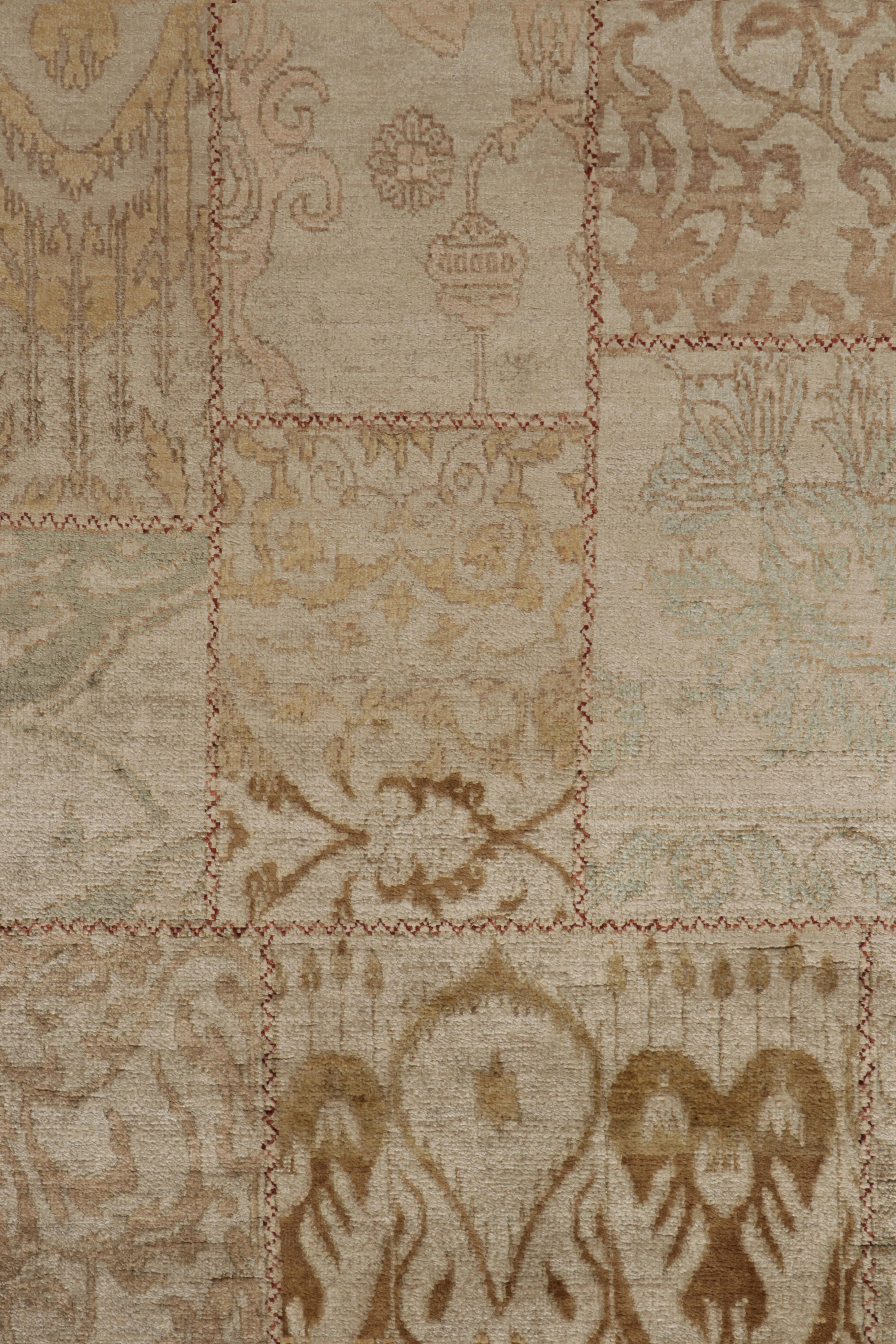 Rug & Kilim’s Classic style rug in Beige-Brown, Gold Ikats Pattern In New Condition For Sale In Long Island City, NY