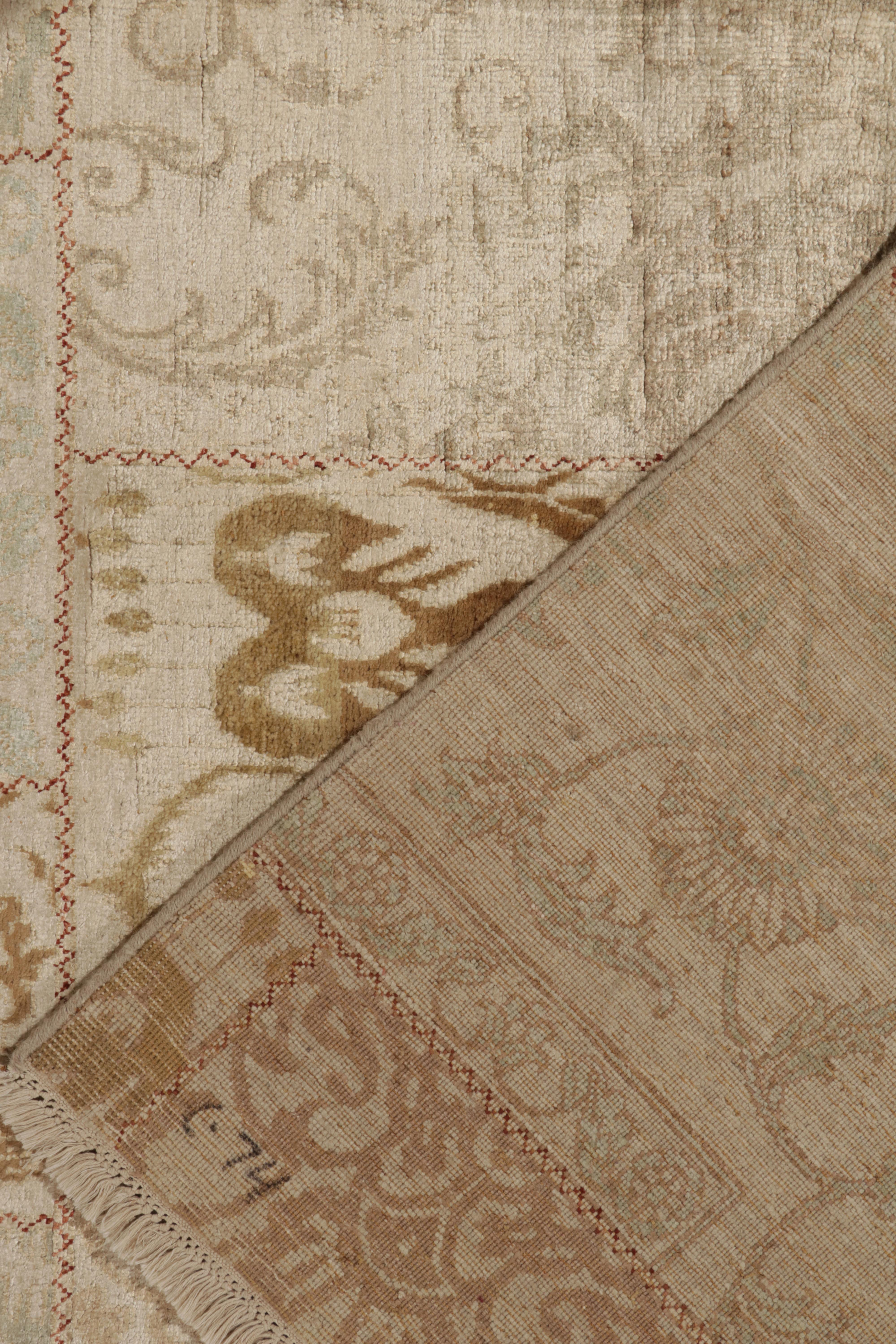 Contemporary Rug & Kilim’s Classic style rug in Beige-Brown, Gold Ikats Pattern For Sale